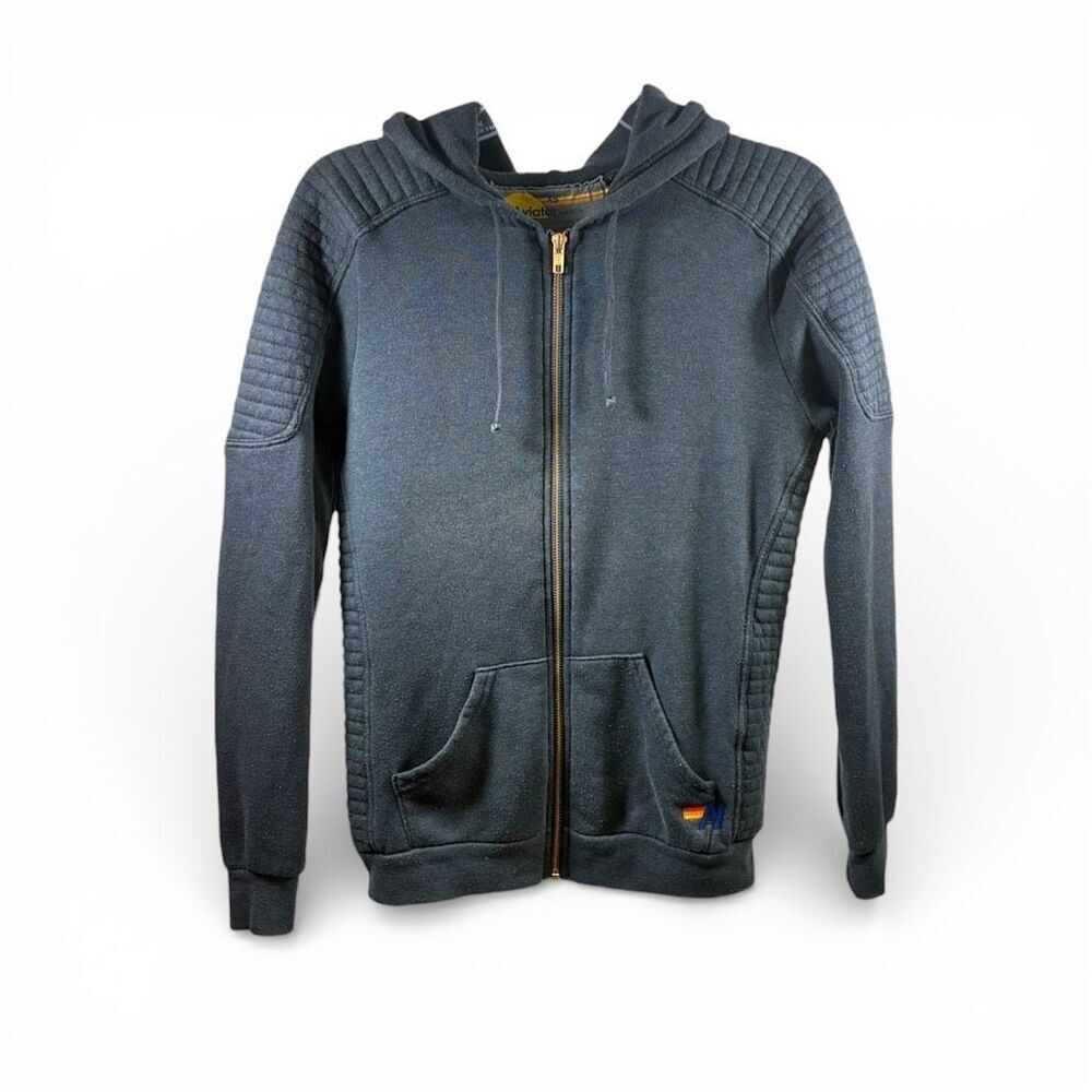 Aviator Nation Full Zip Hooded with Pockets in Gray Size XS